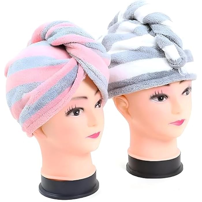 RapidWrap Towel - Absorbent microfiber hair drying towel with snap button, ultra-light, fast-dry technology, ergonomic fit for all head sizes, perfect for shower, gym, travel, available in bright colo - Image 2